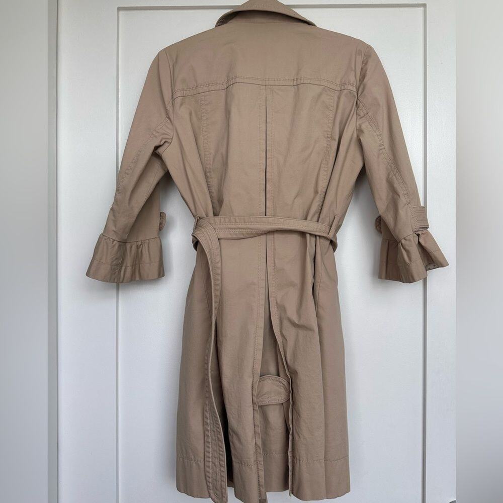 Juicy Couture Camel Cotton Twill Trench Coat Belted Size M - Picture 4 of 8